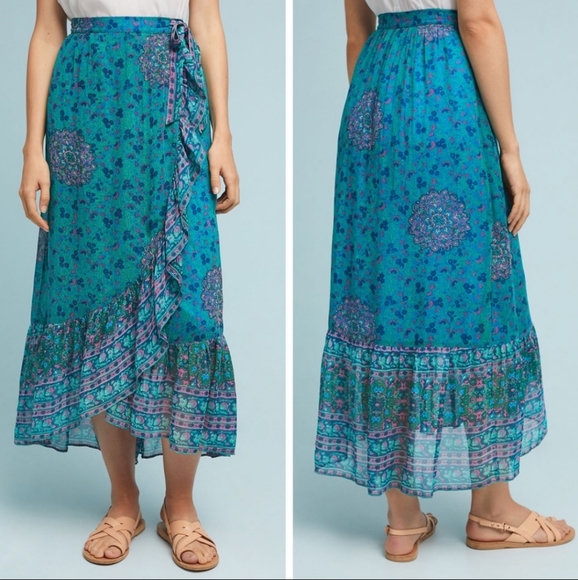 NWT Anthropologie Allegra Skirt Blue Motif Sz 4 - Picture 3 of 8